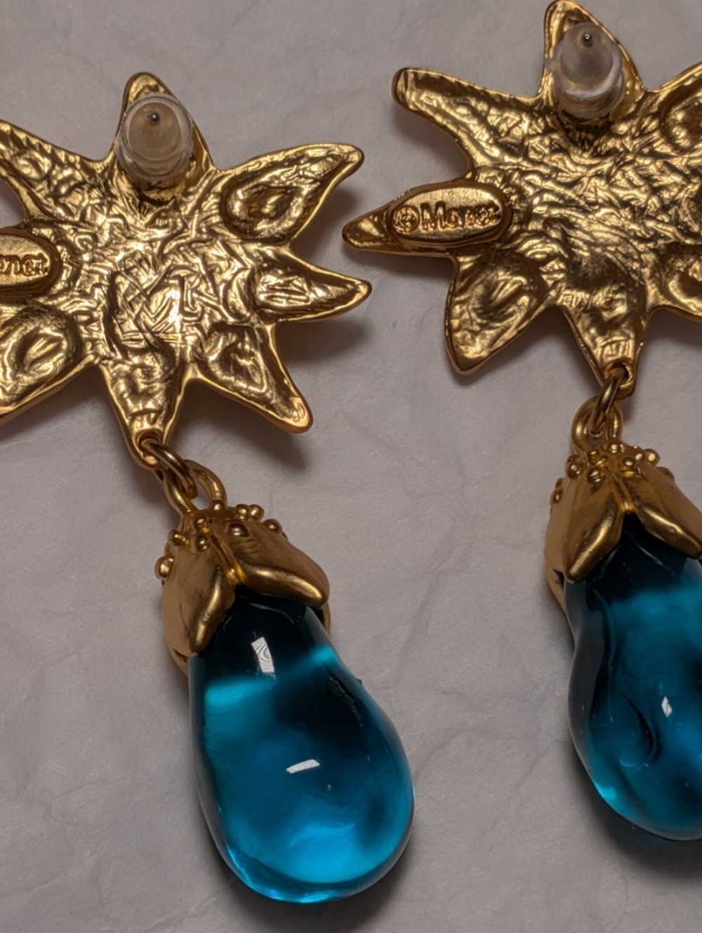 Gold Tone Monet Dangle Earrings